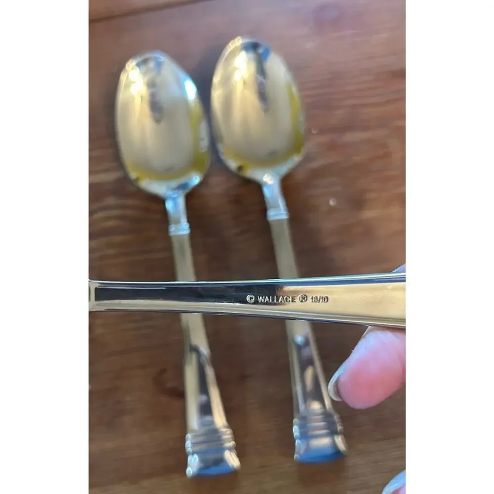 Wallace Zenith Frost Glossy Dinner Spoons Set of 3‎ heavy stainless steel 18/10